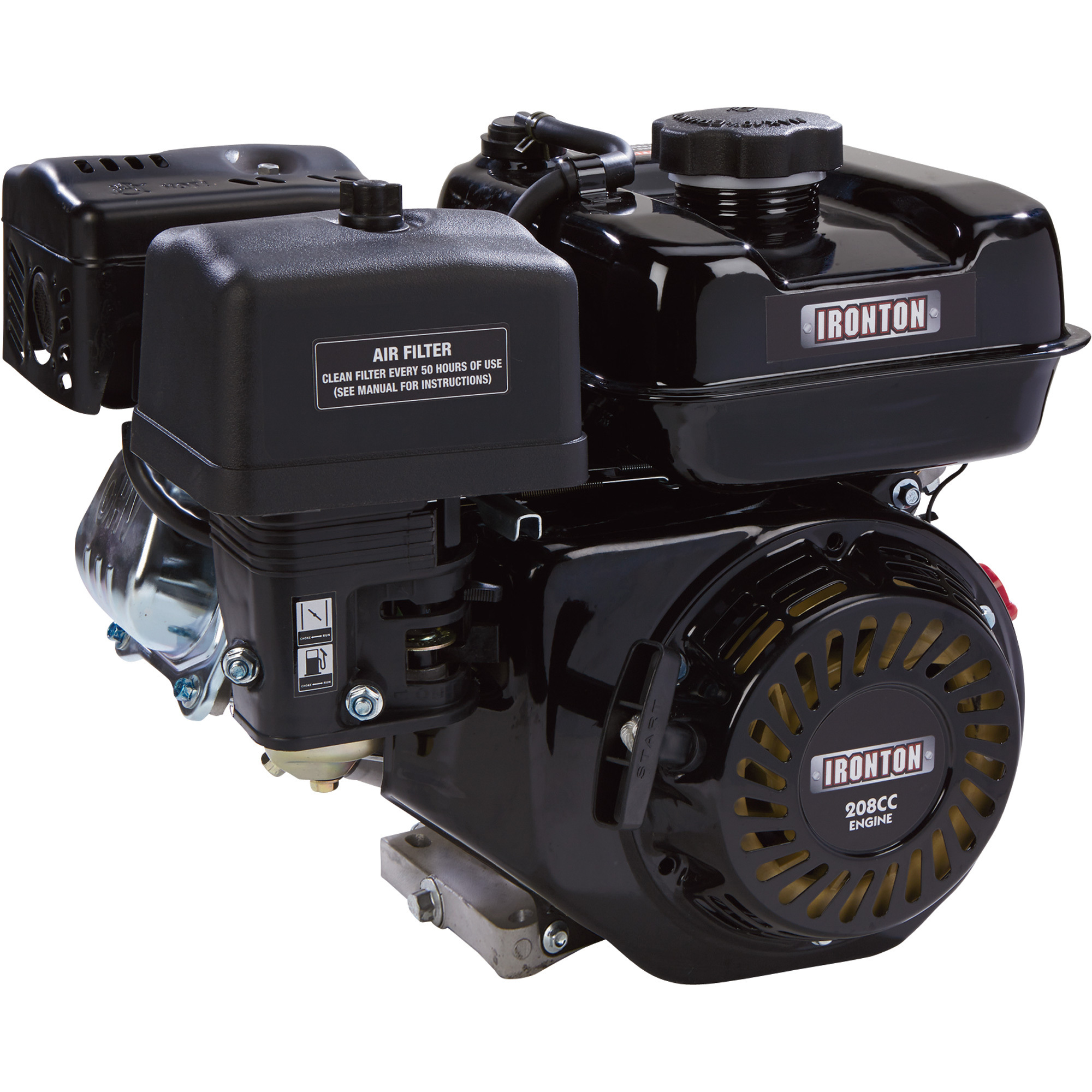 Ironton OHV Horizontal Engine, 208cc, 3/4in. (19.05mm) x 2-19/64in. (58.5mm) Shaft